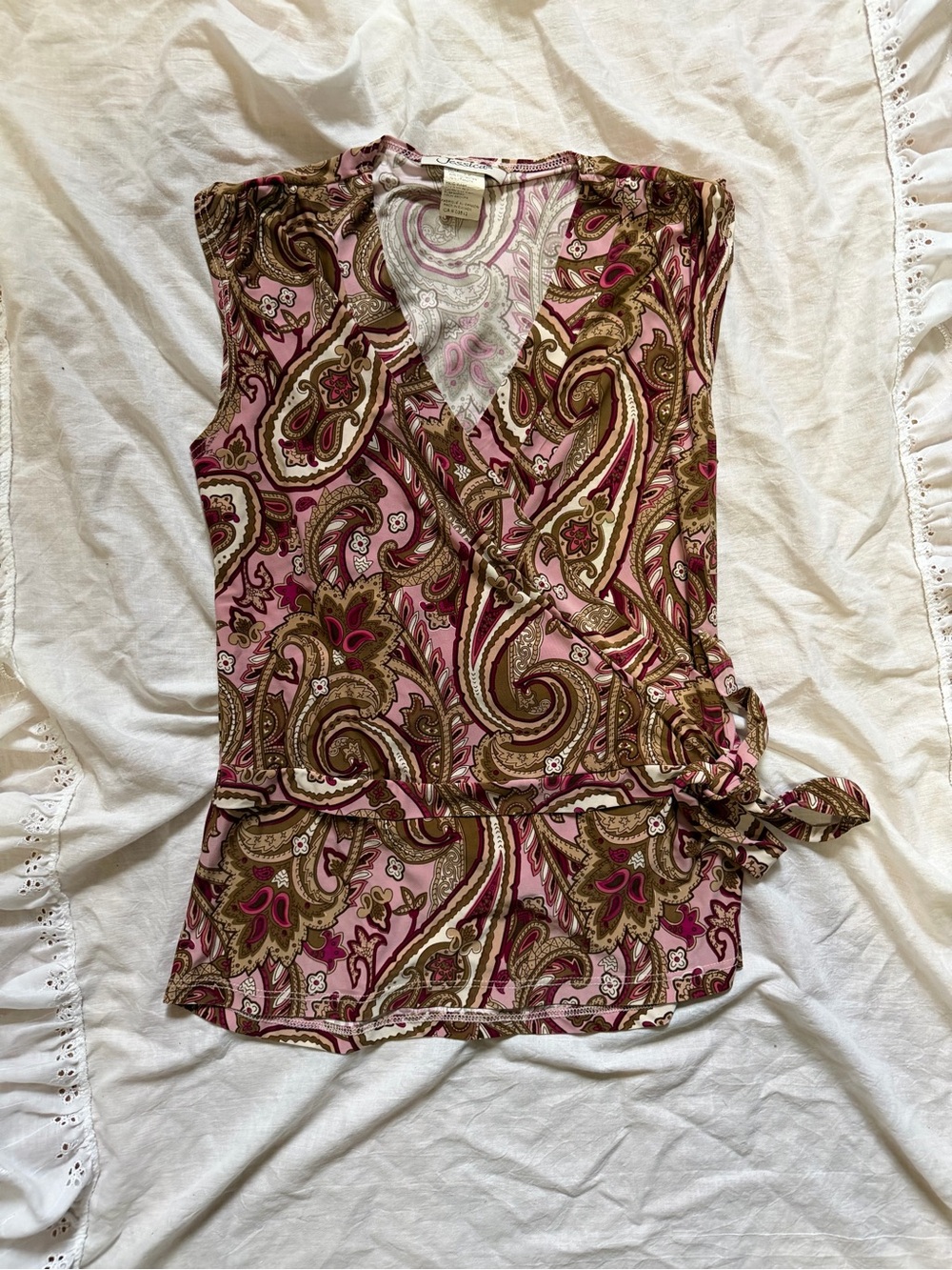 Vintage Pink and Brown Paisley Top